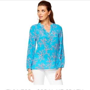 Lilly Pulitzer Elsa Top M Coral Blue